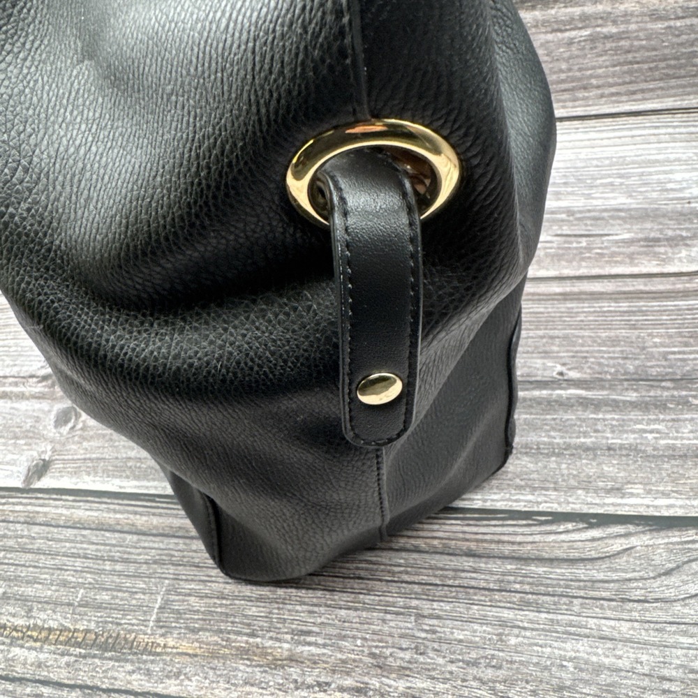 Sondra Roberts Large Black Pebbled Zip Top Tote Lined Inner Pockets Quiet Luxury - Picture 2 of 11
